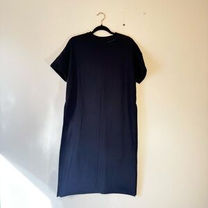 Athleta Black Short-Sleeve Midi Shift Dress with Crew Neck